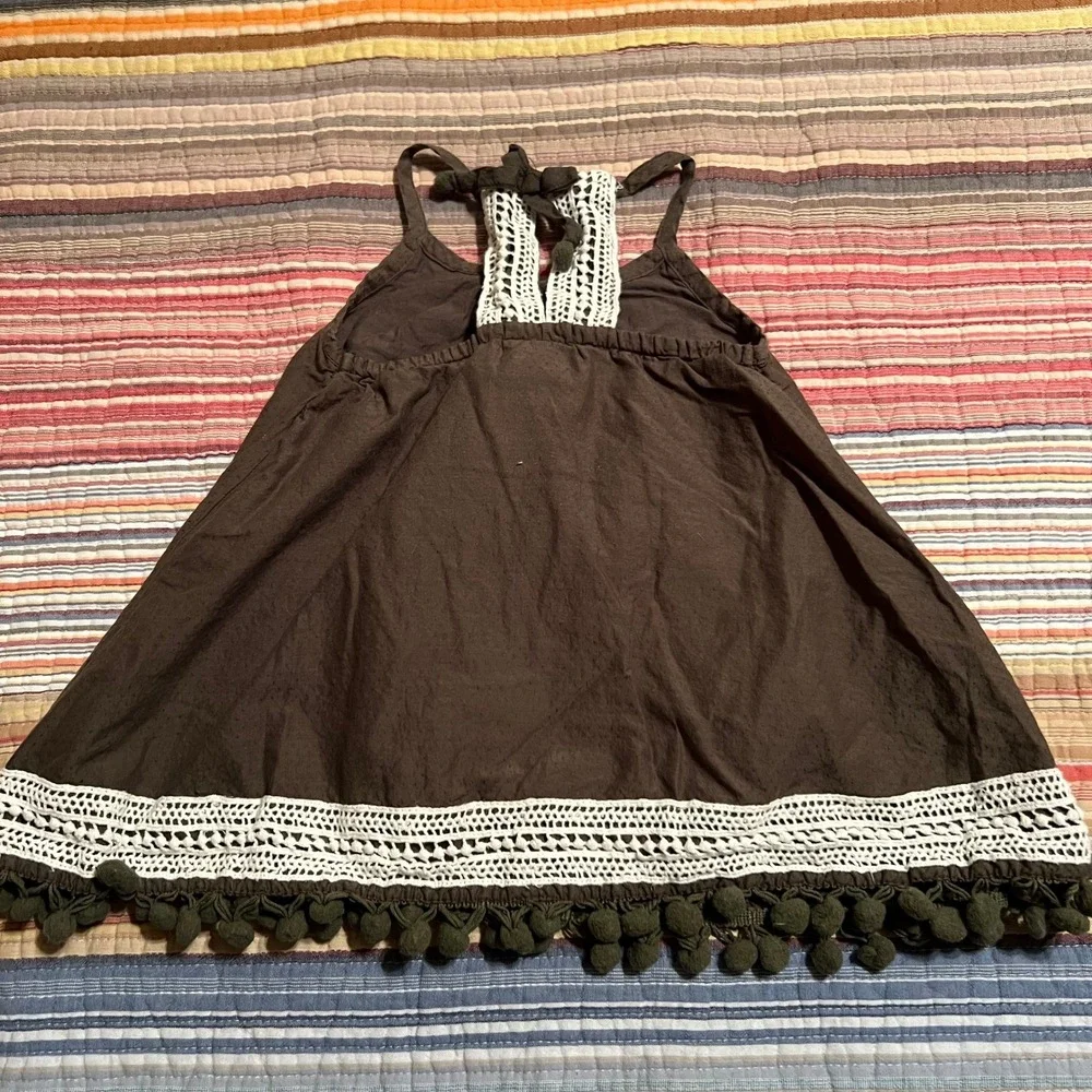 Tommy Bahama Brown Dress 2T Toddler Girls Pom Pom‎ Trim Sleeveless Casual